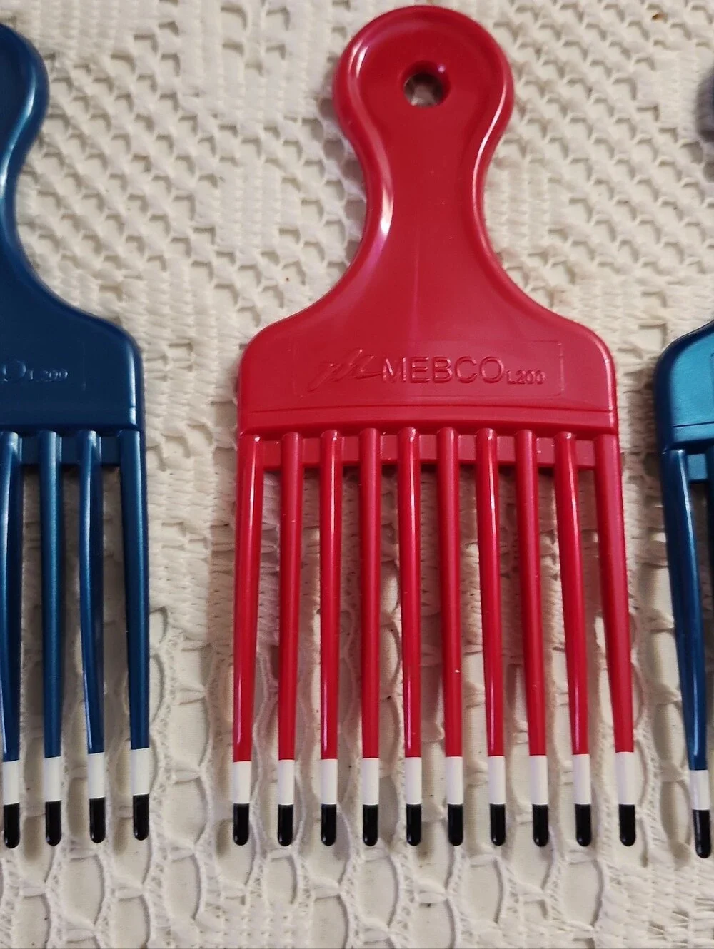 NEW Lot of 3 Vintage 90's Mebco Hair Comb Hair lift picks double-dipped